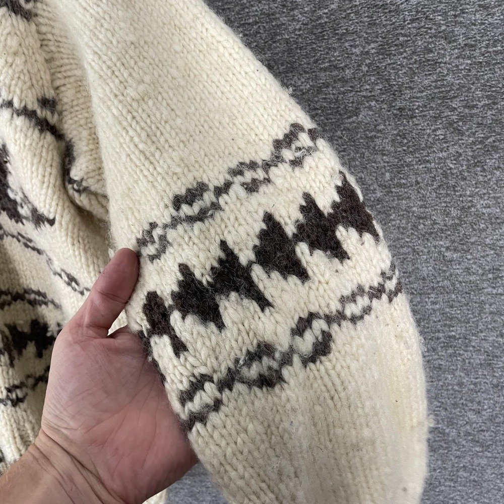 Westerly Knit Full Zip Cardigan Sweater Sz M/L Beige Chunky Cowichan 60s 70s - Picture 8 of 14